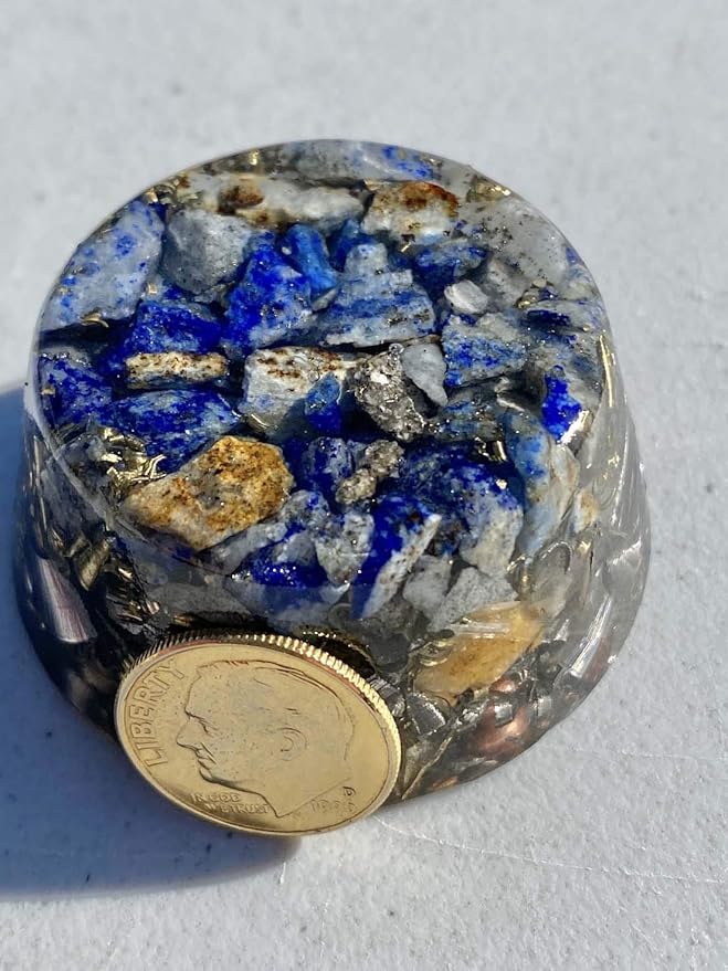Lapis Orgone Generator Energy Accumulator 528Hz/7.83Hz/Advance Harmonics Many Beautiful Ingredients and Colors! (Lapis)