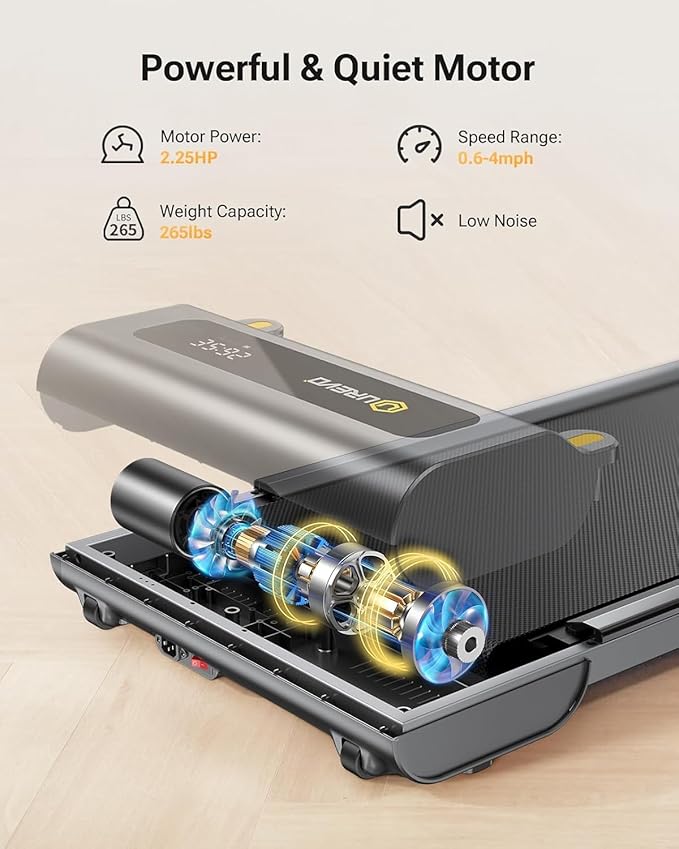 UREVO Walking Pad with Incline, Portable Under Desk Treadmill, 2.5 HP Walking Treadmill Pad for Home and Office, Walking Jogging Running Machine with Remote Control and LED Display