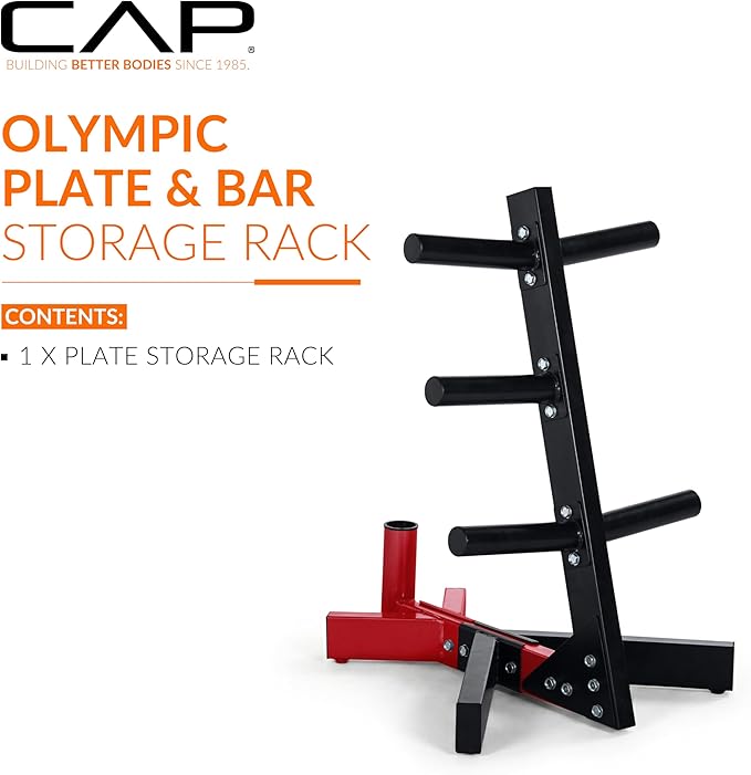 Cap Barbell Olympic Plate Tree Storage Rack, Multiple Colors