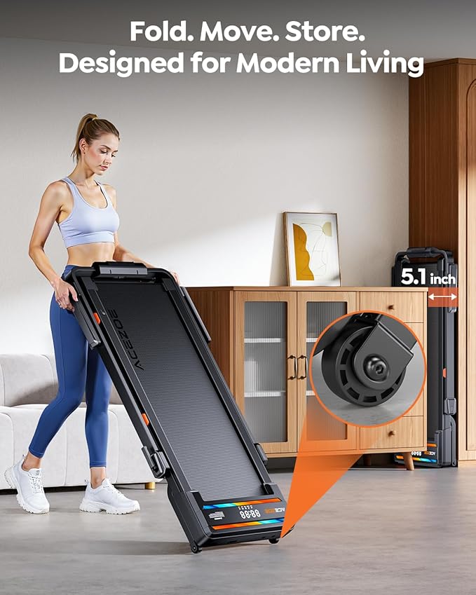 Foldable Treadmill with 0-15% Incline and Handle Bar, 2.5HP Treadmills for Home, Under Desk Treadmill with 300LBS Capacity, Walking Pad with Speaker, APP/Remote Control