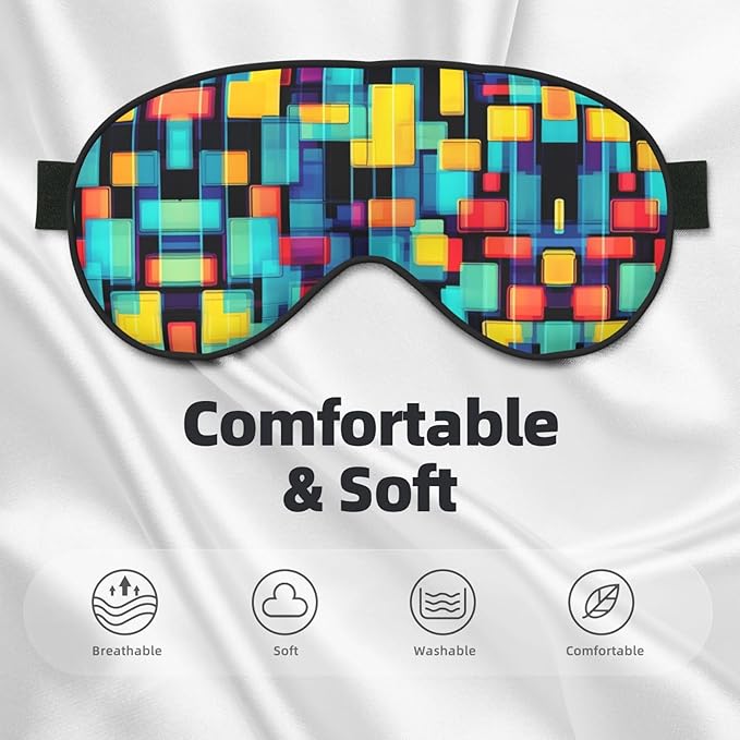 Square Geometry Diagram Head-Mounted Double-Sided Light-Blocking Sleeping Eye mask to Protect Eyes and Relieve Eye Fatigue