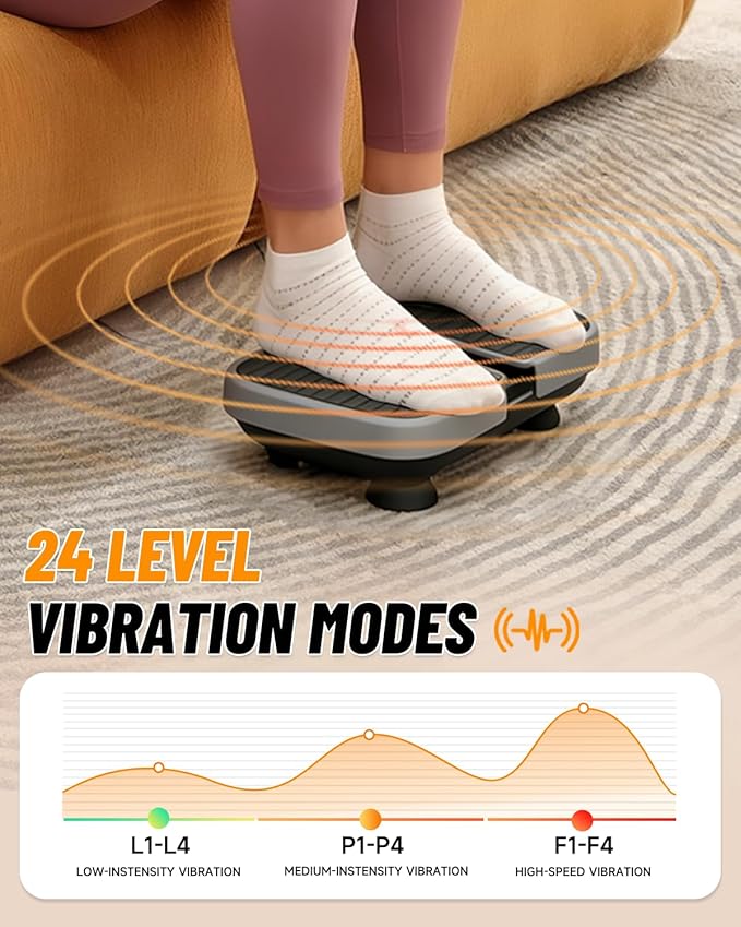 Portable Cordless Vibration Plate – Wireless, Rechargeable, 4 Speed Levels, for Body Massage, Relaxation & Circulation Boost