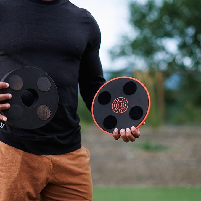 Stick Mobility TriSlider | Exercise Glider Discs, Balance and Stability Trainer for Hands & Feet to Improve Coordination and Engage Core Strength.