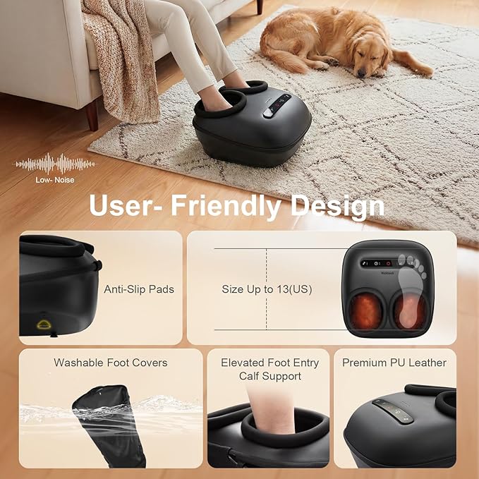 Nekteck Foot Massager with Heat [2026 Upgraded], Electric Shiatsu Foot Massage Machine for Circulation, Plantar Fasciitis & Neuropathy, 3 Intensity Levels, FSA Eligible Gifts for Men & Women