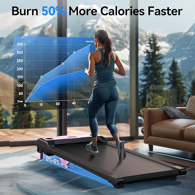 Walking Pad with Incline, 2.5HP Under Desk Treadmill, 3 in 1 Portable Treadmill with Remote Control, LED Display, Hidden Safety Switch, Mini Walking Jogging Machine for Home Office