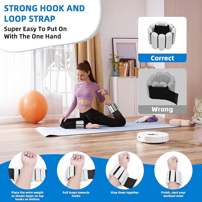 Ankle Weights for Women and Men, Adjustable Wrist Weighted Training Bracelet for Home Gym Workout, Strength Training Walkin Running, Foot weights for exercise,2pc on Set