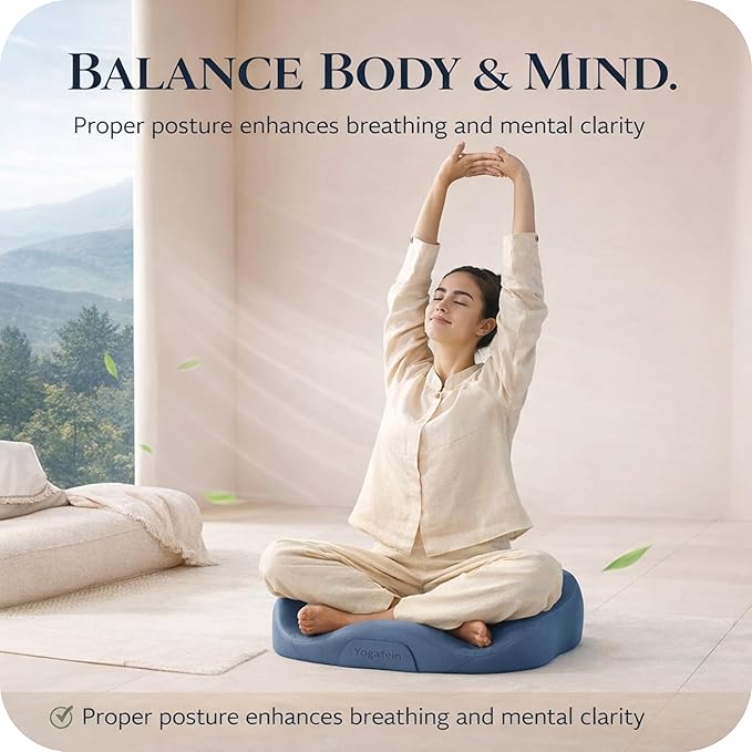 Ergonomic Zen mind Meditation Cushion, Memory Foam, Portable Design with Handle, Pressure Dispersing Support for Meditation, Mindfulness & Posture Alignment