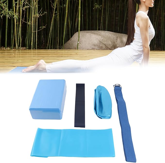 5pcs Set Yoga Fitness: Yoga Block Stretch Belt Latex Towel Resistance Loop Yoga Ball, Yoga Starter Kit for Home Workouts