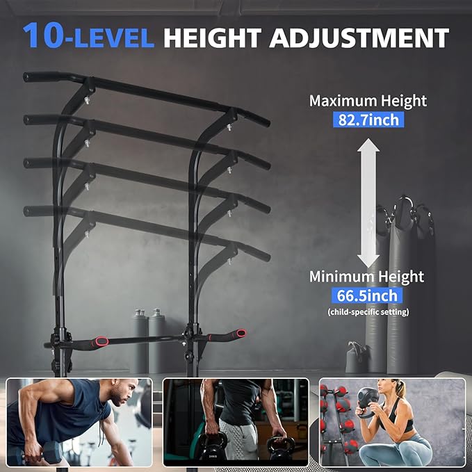 Dip Station Strength Training Dip Stands Station with Connecting Rod and Padded Handles for Home Gym & Fitness Training