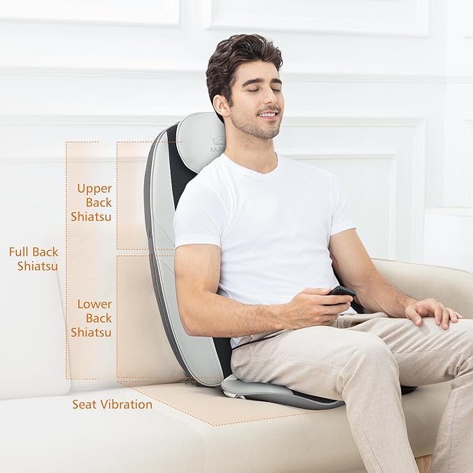 Snailax Shiatsu Massage Cushion with Heat Massage Chair Pad Kneading Back Massager for Home Office Seat use