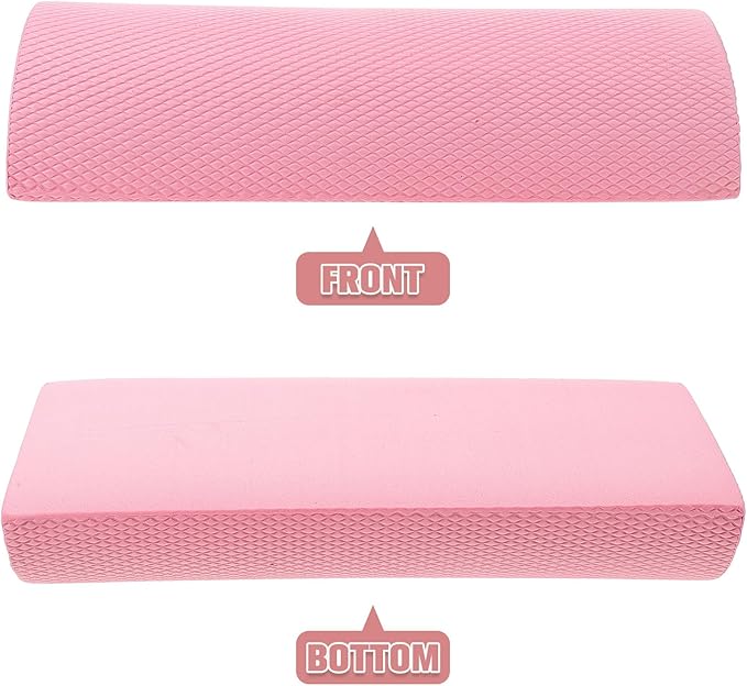 Semicircle Foam Roller for Lumbar Support and Muscle Massage, 30X6.3 Inch Pink Half Roller for Fitness, Core Stability and Back Exercise at Home