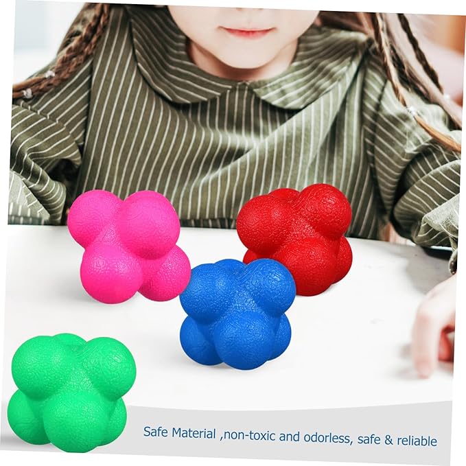 6pcs Reaction Balls for Agility and Reflex Training Hexagonal Fitness Balls Bright Colors for Sports Exercise Improve Hand-Eye Coordination and Boost Reaction
