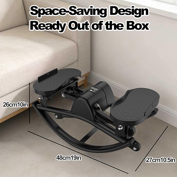 Rocking Stepper for Exercise at Home, 3D Motion Stair Stepper with Resistance Bands & Balance Board, Low-Impact Full Body Workout Equipment, Stable Structure Exercise Equipment[New Vision]