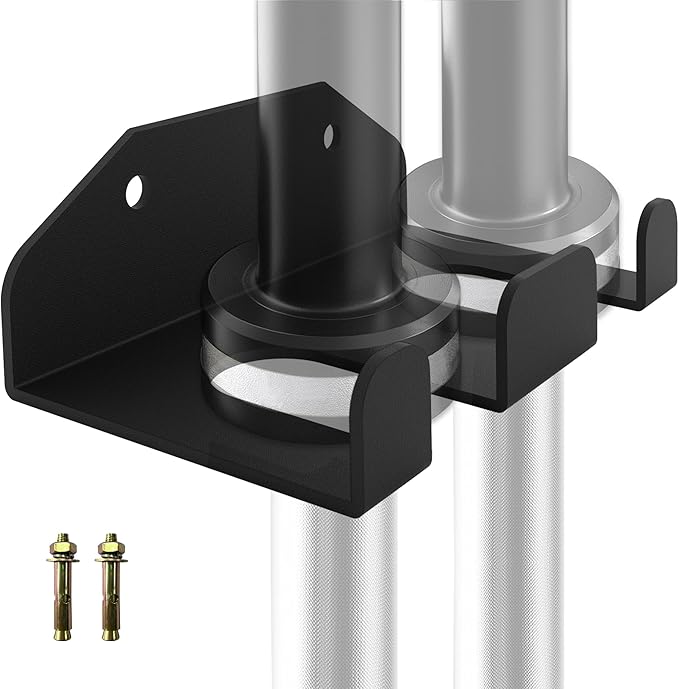 Heavy Duty Olympic Barbell Hanger,Vertical Barbell Mount Rack,Black Powder Coated Garage Gym Bar Wall Rack Space Saving Bar Holder Suitable for for Home, Commercial, Garage Gym