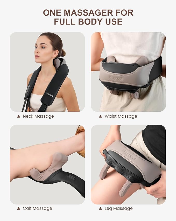 Cordless Neck and Shoulder Massager with Heat, Shiatsu Neck Back Massager Deep Tissue, 3 Massage Intensity & 2 Heating Area, Gifts for Women, Men