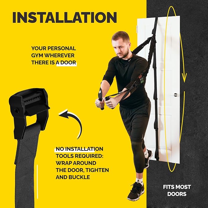 Tribe Lifting Adjustable Resistance Band Anchor - Door Anchor with 5 Loops & Metal Rings, Durable Nylon Strap for Full-Body Workouts