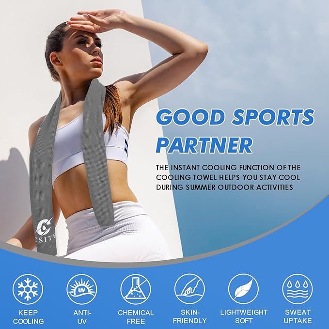 8 Pack Cooling Towels (47"x12") for Neck and Face, Ice Towel for Hot Weather, Soft Breathable Chilly Gym Towels, Microfiber Towel for Work Out, Yoga, Running, Camping & More Activities