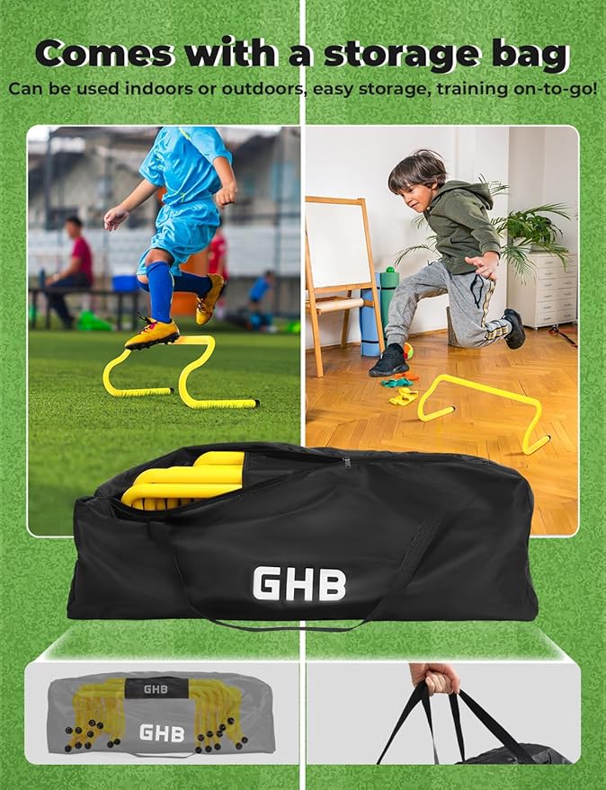 GHB Agility Hurdles 8" Speed Agility Training Hurdles, Detachable Sturdy Hurdles Training Equipment Set with Carry Bag for Kids,Athletes,Soccer,Basketball