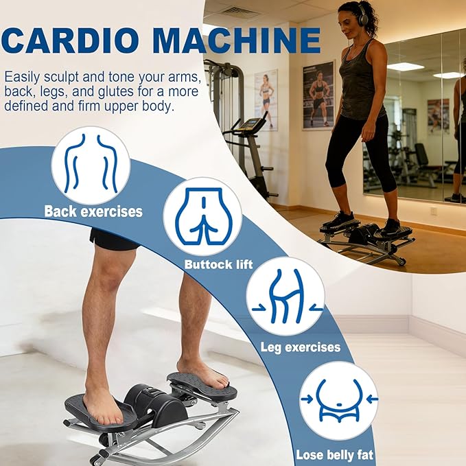 Rock Stepper, Side to Side Exercise Machine, U-Shaped Rock Stepper Machine, Step Rocker Exercise with Uses Silent Technology, Digital Display and Anti-Slip Mat for Home Workout