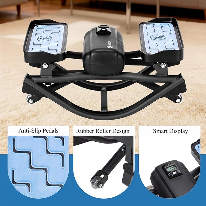 3D Rocking Stepper - Mini Stepper for Home & Office Workout, Low Impact Lateral Motion Exercise Machine for Core & Glutes, Whisper Quiet Under Desk Stepper, Fully Assembled, 330lb Capacity