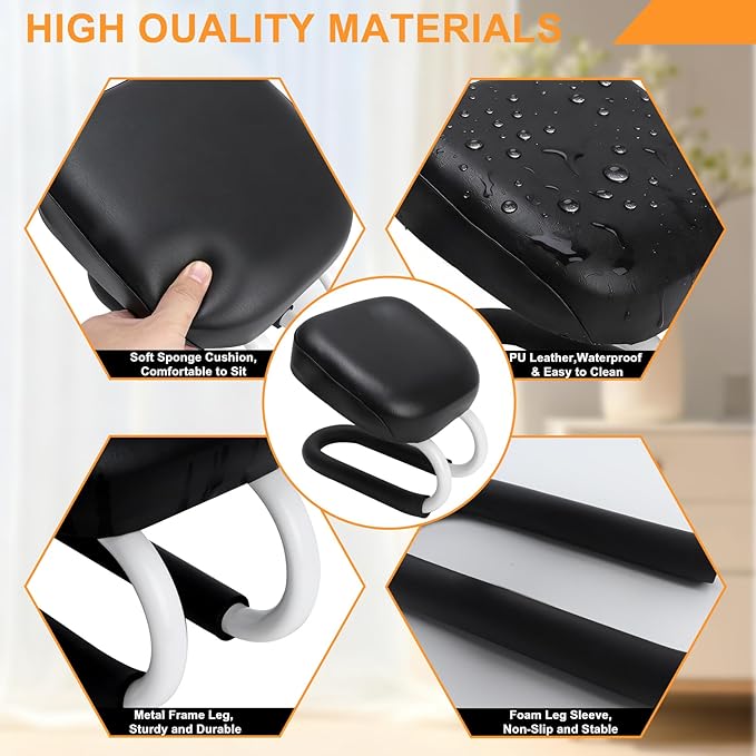 Black Meditation Bench, Meditation Chair, Kneeling Meditation Stool, Seiza Chair, Prayer Bench with Cushion for Home Studio Portable Non-Slip Yoga Stool.