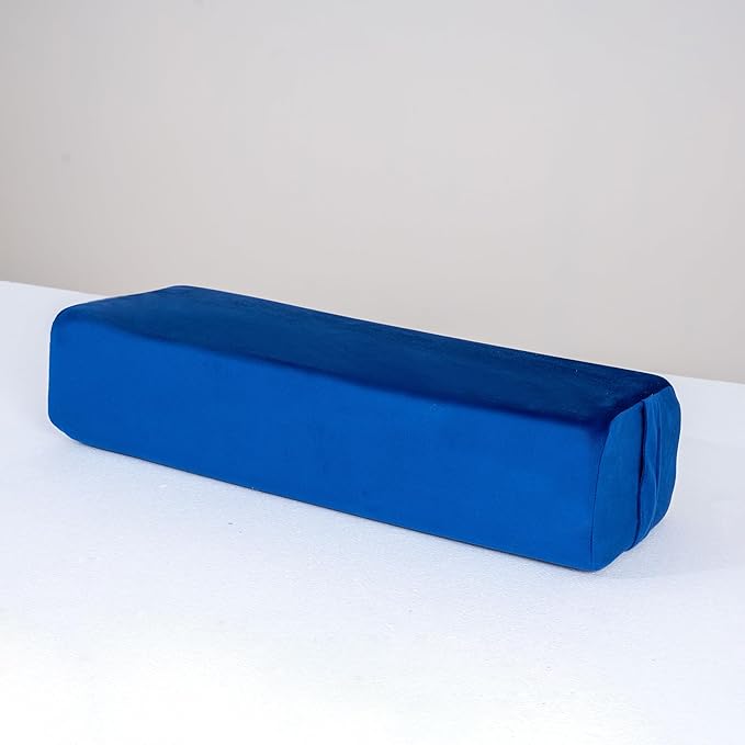2-Pack Yoga Bolster Pillow Set: Rectangular & Cylinder Pillows for Meditation and Support, Yoga Pillows with Washable Velvet Cover, Triple-Layer Sponge with Carry Handle, Blue