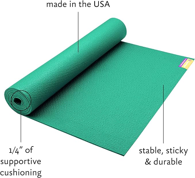 Hugger Mugger Tapas Ultra Yoga Mat - Outstanding 1/4″ Soft Cushion, Lightweight, Made in the USA Sticky Mat, Durable and Long-Lasting