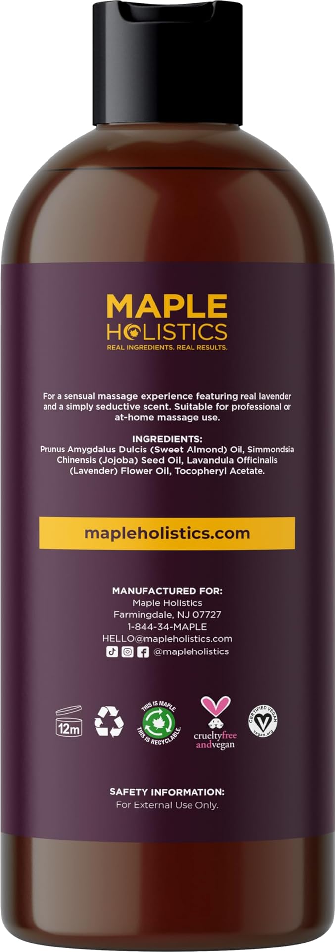 Aromatherapy Sensual Massage Oil for Couples - Relaxing Lavender Massaging Oil for Massage Therapy with Vitamin E Jojoba & Sweet Almond - Naturally Scented Vegan Non GMO & Gluten Free (16 Fl Oz)