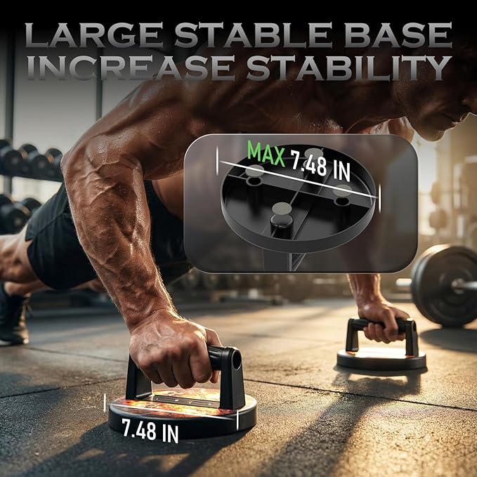 Push Up Bars Strength Training Equipment, Ergonomic Grips, 7.48" Base for Increased Stability, Home Gym Equipment, Push Up Stands Handle for Floor Workouts ﻿