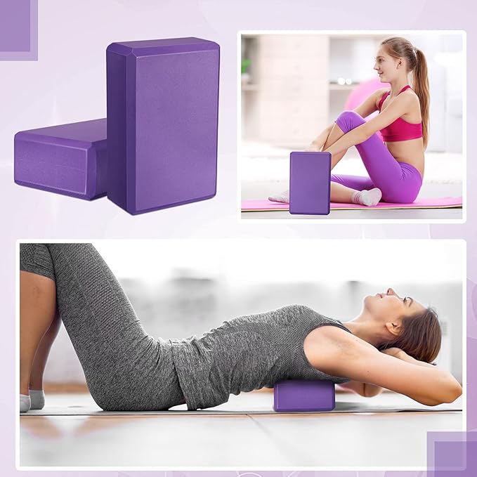 10 Pcs Yoga Blocks Eva Foam Blocks Supportive Yoga Brick Soft Non Slip Gymnastic Blocks Lightweight Dance Blocks for Stretching Accessories for Women, Pilates, Meditation (Purple)
