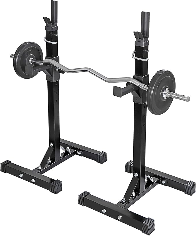 ANT MARCH Pair of Adjustable Height 45"-70" Professional Portable Dumbbell Racks Sturdy Steel Squat Rack Barbell Free Bench Press Stands Home Gym Load 660Lbs Dipping Station …