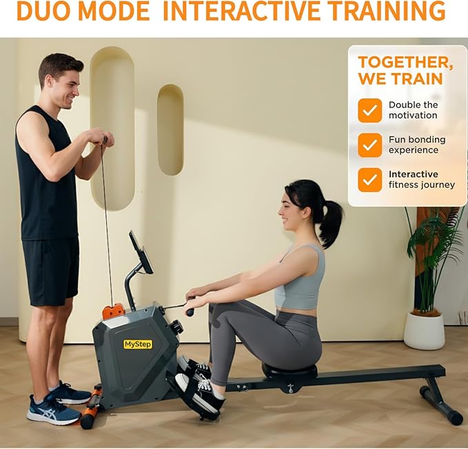 Magnetic Rowing Machine for Home, Quiet Foldable Rower with 8-Level Resistance, 2-in-1 Strength Training, LCD Monitor & Tablet Holder, Full-Body Low-Impact Cardio Workout Equipment (DR1000)