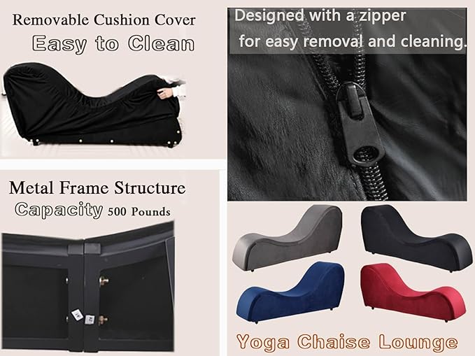 Curved Lounge Bench Chair for, Relaxing, Chaise Chairs with Removable Cover, Metal Frame (Dark Gray Velvet)