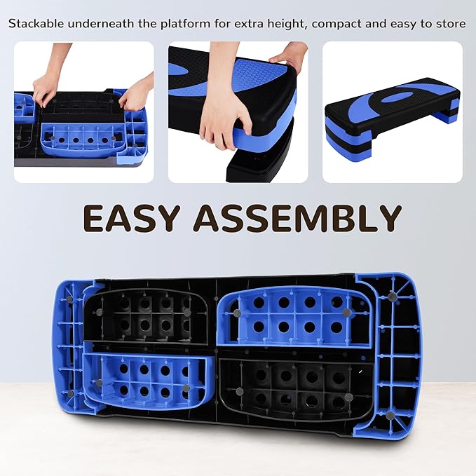 BalanceFrom Aerobic Step Platform Trainer with Adjustable 3-Level Risers, 400 Pound Weight Capacity – Non-Slip Exercise Stepper for Cardio, Strength, and Fitness Workouts at Home or Gym