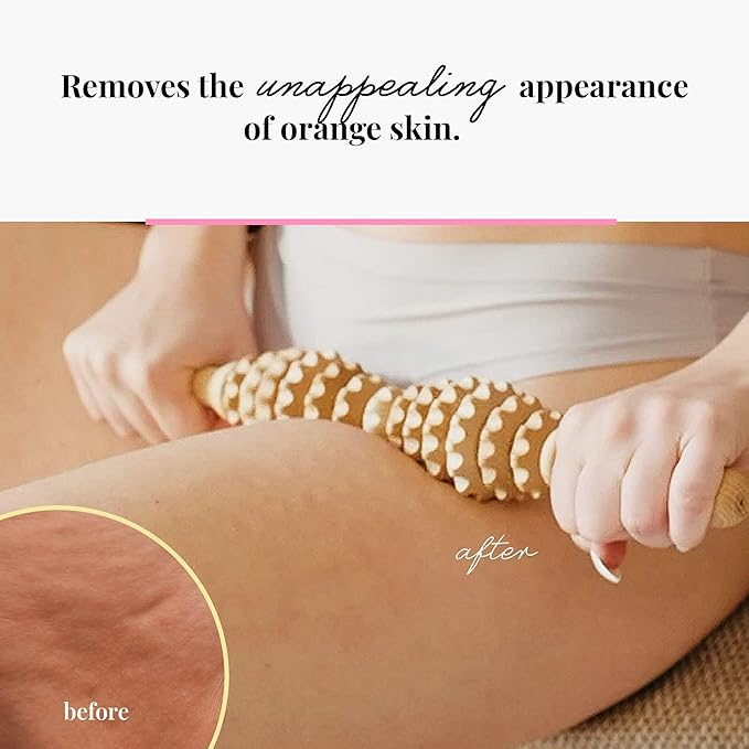 Tuuli Accessories - Oval Wooden Massage Roller, Multi-Functional Body Roller for Cellulite, Muscle Tension and Skin Health Support, Natural Massager for Women and Men