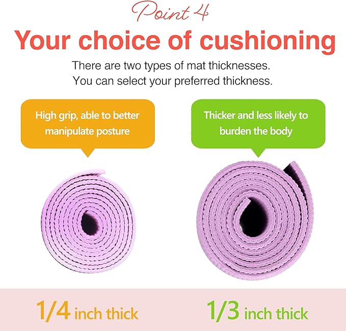 PrimasoleLight Green‌ Non Toxic Yoga Mat with Poses - 68"Lx24"Wx1/4 Inch Non-Slip Workout Mats for Home, At Home Workout Mat with Carry Strap for Yoga Pilates PSS91NH044NA
