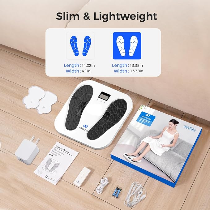 Foot Massager for Neuropathy, Rechargeable TENS EMS Foot Stimulator with 10 Modes 20 Intensities, Feet Circulation Stimulator for Neuropathy, Plantar Fasciitis, Gifts for Mom Dad