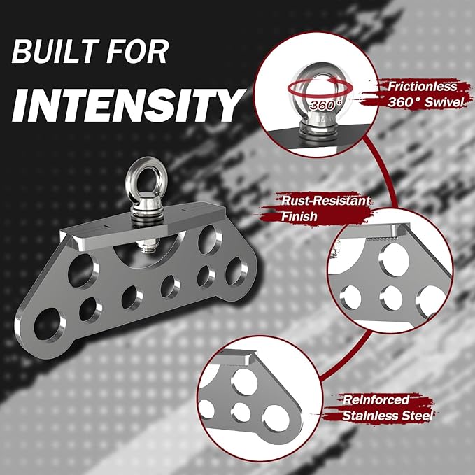 J Bryant Stainless Steel Double to Single Pulley Adaptor Plate for Cable Machine – Fitness Dual Pulley Connector with 3 Carabiners for LAT Pulldown, Triceps Pushdown, and T Bar Row Accessories