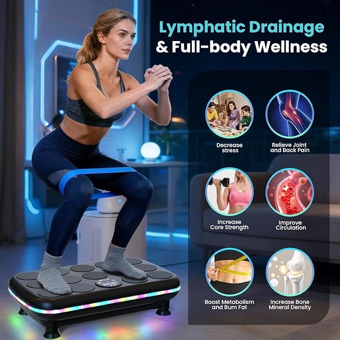 AXV Vibration Plate Fitness Platform Exercise Machine Vibrating Shaking Full Body Shaker Workout Vibrate Stand Shake Board Sport Gym for Weight Loss Fat Burner for Women Men (Pebble)