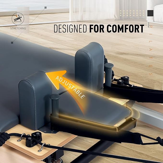 Foldable Pilates Reformer & Equipment - Pilates Reformer Workout Machine for Home Gym with Reformer Accessories, Reformer Box, Padded Jump Board - Up to 300 lbs Weight Capacity