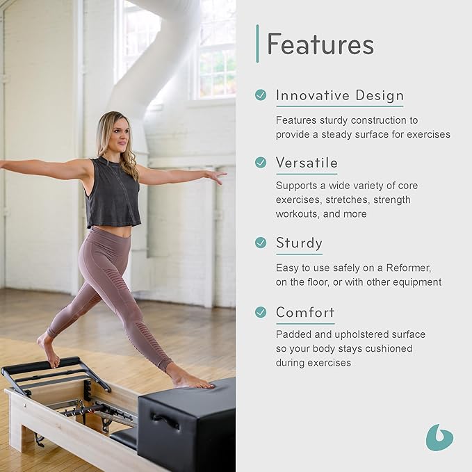 Balanced Body Standard Sitting Box for Pilates Reformer, Pilates Equipment for Home Workouts and Professional Studio Use