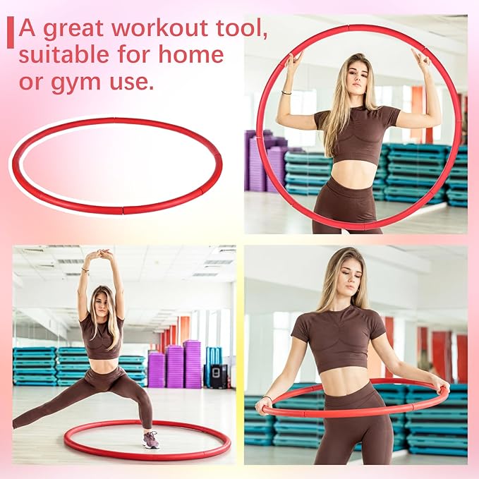 Exercise Fitness Hoop for Women 37 Inch Removable Adjustable Weighted Hoop Suitable for Adult Weight Loss and Home Fat Burning Exercise Workouts Gym