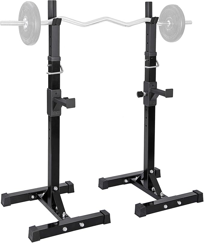 ANT MARCH Pair of Adjustable Height 45"-70" Professional Portable Dumbbell Racks Sturdy Steel Squat Rack Barbell Free Bench Press Stands Home Gym Load 660Lbs Dipping Station …