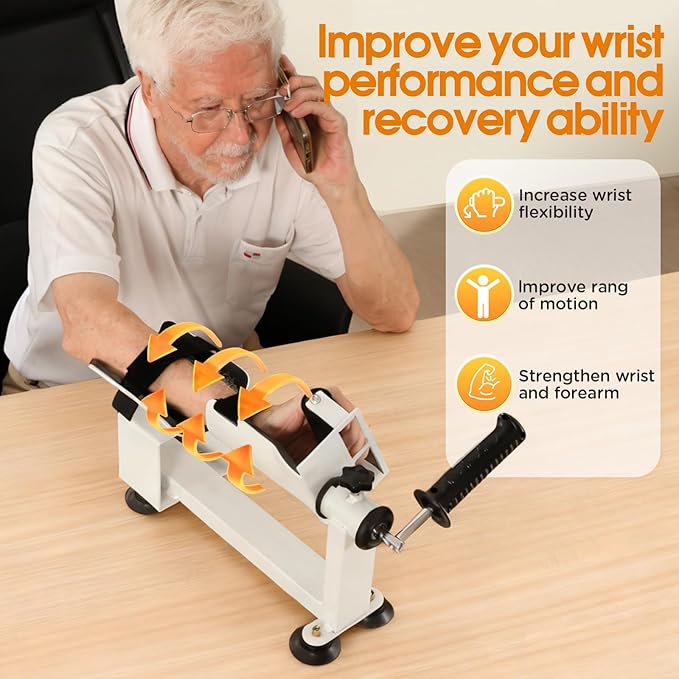 Wrist Joint Assisted Exerciser,Daily Recovery Training strengthening Power Device with Armrest Support, Adjustable Resistance, 4 Suction Cups