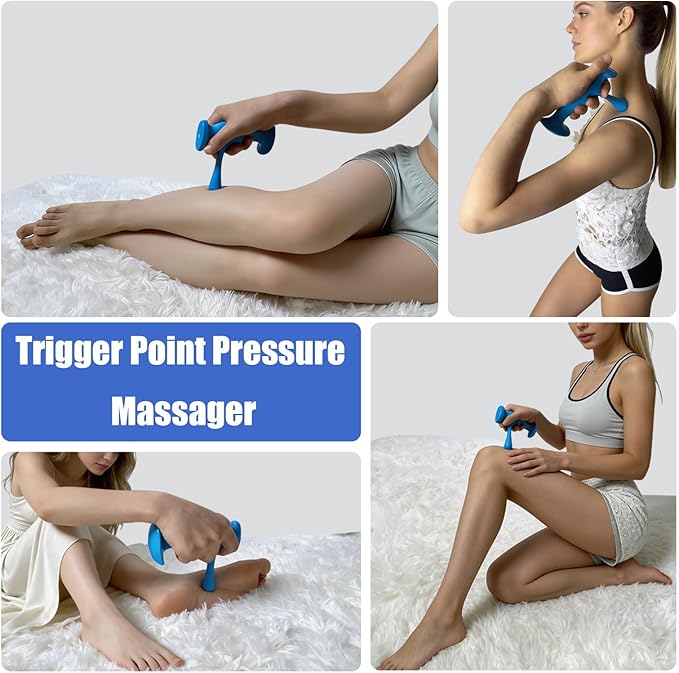 Manual Trigger Point Massage Tool & Thumb Saver, Include Thumb Shaped Massager & 3-Legged Massage Knobs, Handheld Self-Massage Tool for Full Body Deep Tissue, Muscle Pain, Knots & Stress Relief