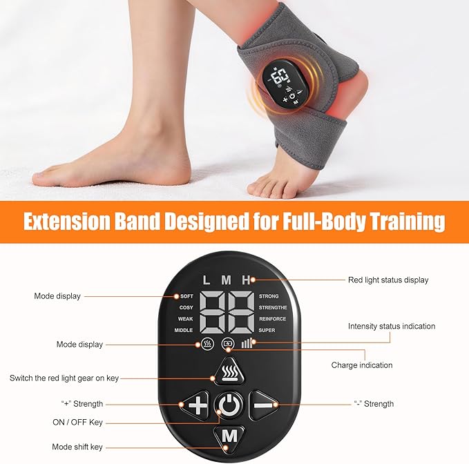 Foot Renew Massager for Neuropathy, with Red Light Therapy for Feet & Ankle, Infrared Neuropathy Foot Massager with Heat, 8 Massage Modes, 20 Intensity Levels, Wearable Ankle & Body Massager