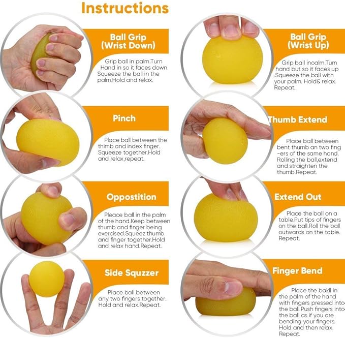 3-pack Stress Relief Balls. Hand Exercise Balls. Hand Therapy Balls. Hand Grip Balls Hand Squeeze Balls Kits for Physical Rehabilitation & Grip Strengthene
