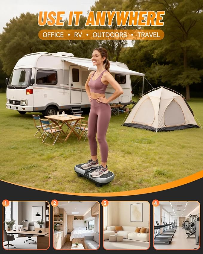 Portable Cordless Vibration Plate – Wireless, Rechargeable, 4 Speed Levels, for Body Massage, Relaxation & Circulation Boost