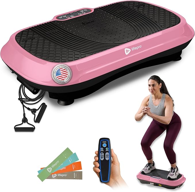 Lifepro Waver Vibration Plate Exercise Machine for Lymphatic Drainage, Muscle Activation, Full-Body Workout Vibrating Platform with Loop Bands, Fitness Equipment for Strength Toning & Fat Loss