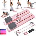 Portable Pilates Reformer Set for Women, Multi-Functional Pilates Exercise Board with Resistance Bands for Home Workouts, Core Strengthening, Toning, Abdominal Sculpting, Full-Body Fitness(Pink)